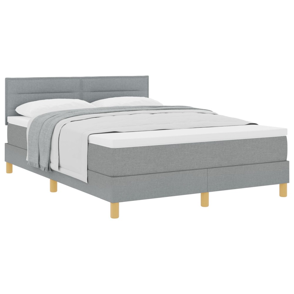 vidaXL Pat cu suport de saltea gri deschis 140x190 cm țesătură
