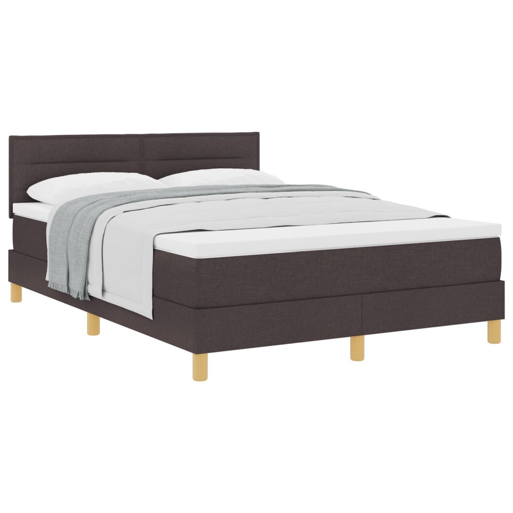 vidaXL Pat cu suport cu saltea maro închis 160x200 cm țesătură