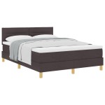 vidaXL Pat boxspring cu saltea Maro închis 160 x 200 cm țesătură