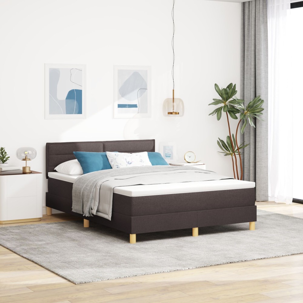 vidaXL Pat cu suport cu saltea maro închis 160x200 cm țesătură