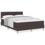 vidaXL Pat boxspring cu saltea Maro închis 160 x 200 cm țesătură