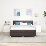 vidaXL Pat boxspring cu saltea Maro închis 160 x 200 cm țesătură