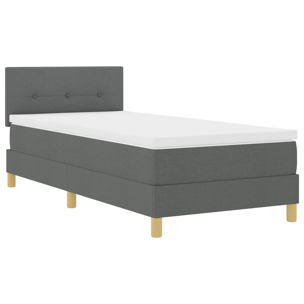 vidaXL Pat cu suport gri închis 90x190 cm țesătură