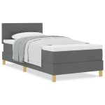 vidaXL Pat boxspring cu saltea Gri închis 90 x 190 cm țesătură