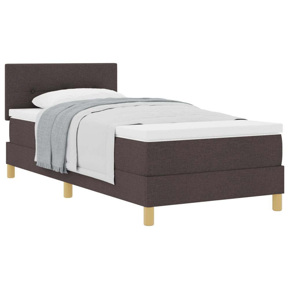 vidaXL Pat cu suport pentru saltea Maro Închis 90x200 cm Țesătură