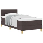 vidaXL Pat boxspring cu saltea Maro închis 90 x 200 cm țesătură