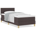vidaXL Pat boxspring cu saltea Maro închis 90 x 200 cm țesătură
