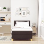 vidaXL Pat boxspring cu saltea Maro închis 90 x 200 cm țesătură