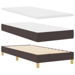 vidaXL Pat boxspring cu saltea Maro închis 90 x 200 cm țesătură