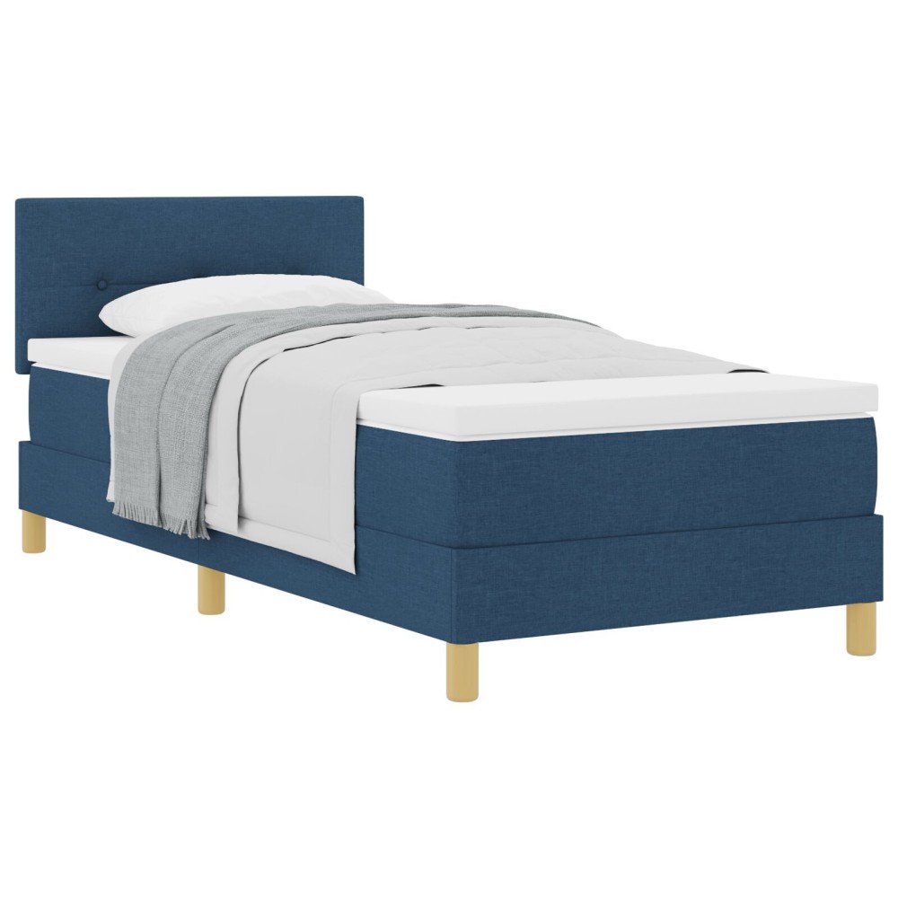 vidaXL Pat cu suport albastru 90x200 cm din țesătură