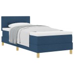 vidaXL Pat boxspring cu saltea cu saltea albastru 90 x 200 cm țesătură