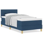 vidaXL Pat boxspring cu saltea cu saltea albastru 90 x 200 cm țesătură
