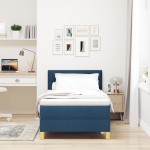 vidaXL Pat boxspring cu saltea cu saltea albastru 90 x 200 cm țesătură