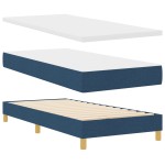 vidaXL Pat boxspring cu saltea cu saltea albastru 90 x 200 cm țesătură