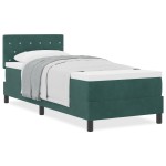vidaXL Pat cu Arcuri și Saltea Verde închis 80 x 200 cm țesătură vidaXL Pat cu Arcuri și Saltea Verde închis 80 x 200 cm țesătură