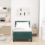 vidaXL Pat cu Arcuri și Saltea Verde închis 80 x 200 cm țesătură vidaXL Pat cu Arcuri și Saltea Verde închis 80 x 200 cm țesătură