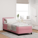 vidaXL Pat cu Arcuri și Saltea cu saltea Roz 80 x 200 cm țesătură vidaXL Pat cu Arcuri și Saltea cu saltea Roz 80 x 200 cm țesătură