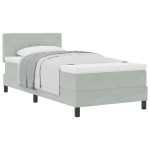 vidaXL Pat cu Arcuri și Saltea Gri deschis 90 x 190 cm țesătură