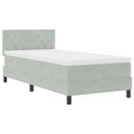 vidaXL Pat cu Arcuri și Saltea Gri deschis 90 x 190 cm țesătură