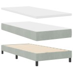 vidaXL Pat cu Arcuri și Saltea Gri deschis 90 x 190 cm țesătură