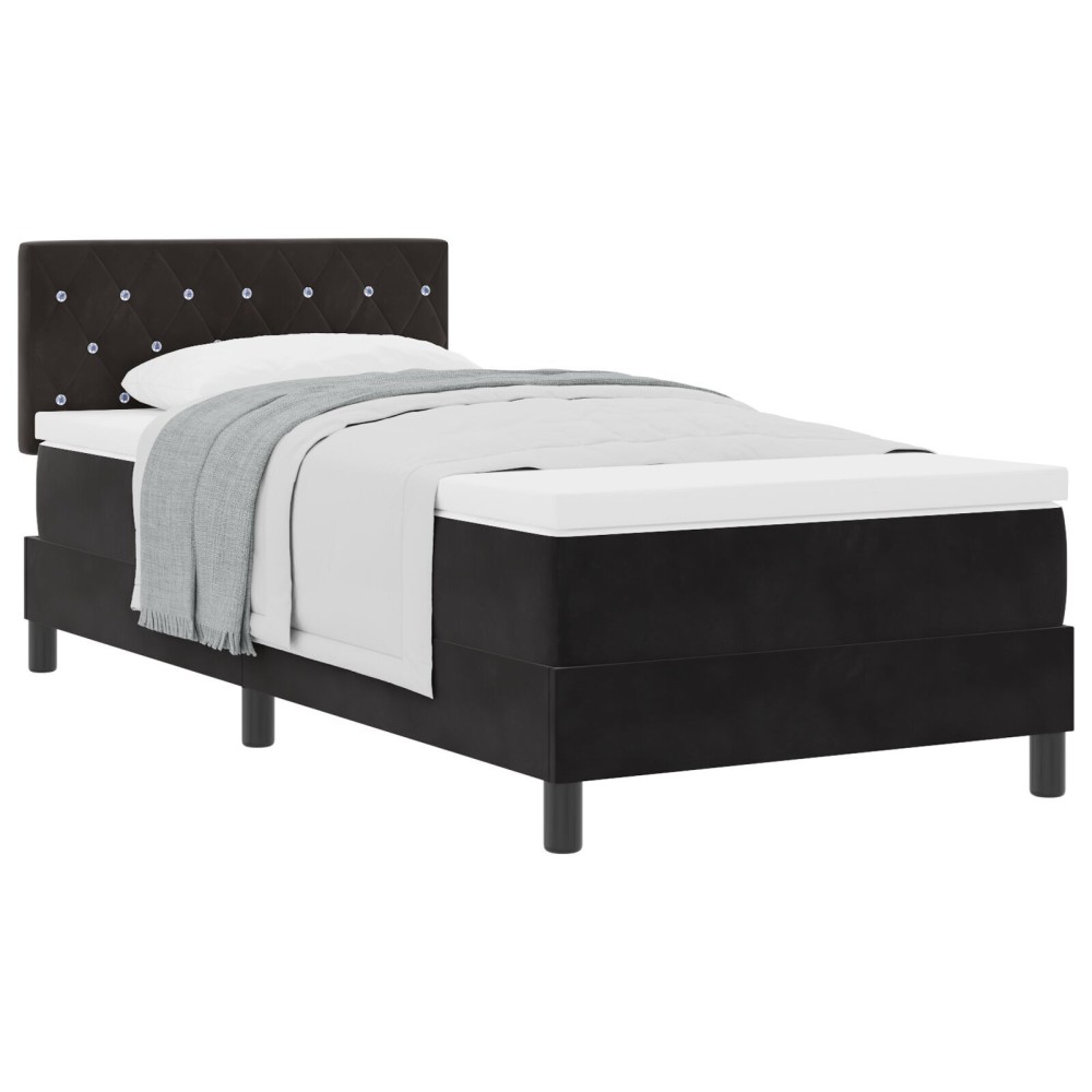 vidaXL Pat cu Arcuri și Saltea cu saltea Negru 90 x 190 cm țesătură