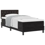 vidaXL Pat cu Arcuri și Saltea cu saltea Negru 90 x 190 cm țesătură