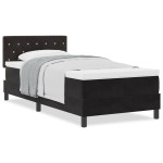 vidaXL Pat cu Arcuri și Saltea cu saltea Negru 90 x 190 cm țesătură