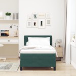 vidaXL Pat cu Arcuri și Saltea Verde închis 90 x 190 cm țesătură vidaXL Pat cu Arcuri și Saltea Verde închis 90 x 190 cm țesătură