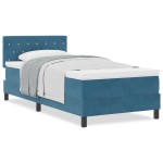 vidaXL Pat cu Arcuri și Saltea Albastru închis 90 x 190 cm țesătură vidaXL Pat cu Arcuri și Saltea Albastru închis 90 x 190 cm țesătură