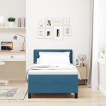 vidaXL Pat cu Arcuri și Saltea Albastru închis 90 x 190 cm țesătură vidaXL Pat cu Arcuri și Saltea Albastru închis 90 x 190 cm țesătură