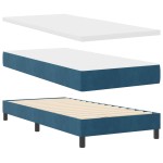 vidaXL Pat cu Arcuri și Saltea Albastru închis 90 x 190 cm țesătură vidaXL Pat cu Arcuri și Saltea Albastru închis 90 x 190 cm țesătură