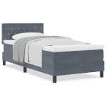 vidaXL Pat cu Arcuri și Saltea Gri închis 90 x 200 cm țesătură vidaXL Pat cu Arcuri și Saltea Gri închis 90 x 200 cm țesătură