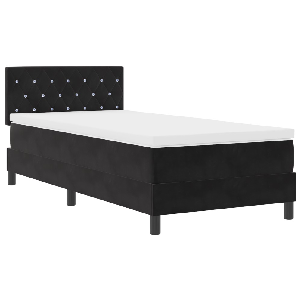 vidaXL Pat cu Arcuri și Saltea cu saltea Negru 100 x 200 cm țesătură
