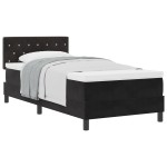 vidaXL Pat cu Arcuri și Saltea cu saltea Negru 100 x 200 cm țesătură vidaXL Pat cu Arcuri și Saltea cu saltea Negru 100 x 200 cm țesătură