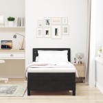 vidaXL Pat cu Arcuri și Saltea cu saltea Negru 100 x 200 cm țesătură vidaXL Pat cu Arcuri și Saltea cu saltea Negru 100 x 200 cm țesătură