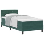 vidaXL Pat cu Arcuri și Saltea Verde închis 100 x 200 cm țesătură vidaXL Pat cu Arcuri și Saltea Verde închis 100 x 200 cm țesătură
