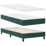 vidaXL Pat cu Arcuri și Saltea Verde închis 100 x 200 cm țesătură vidaXL Pat cu Arcuri și Saltea Verde închis 100 x 200 cm țesătură