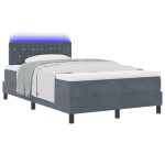 vidaXL Pat cu Arcuri și Saltea Gri închis 120 x 190 cm țesătură vidaXL Pat cu Arcuri și Saltea Gri închis 120 x 190 cm țesătură