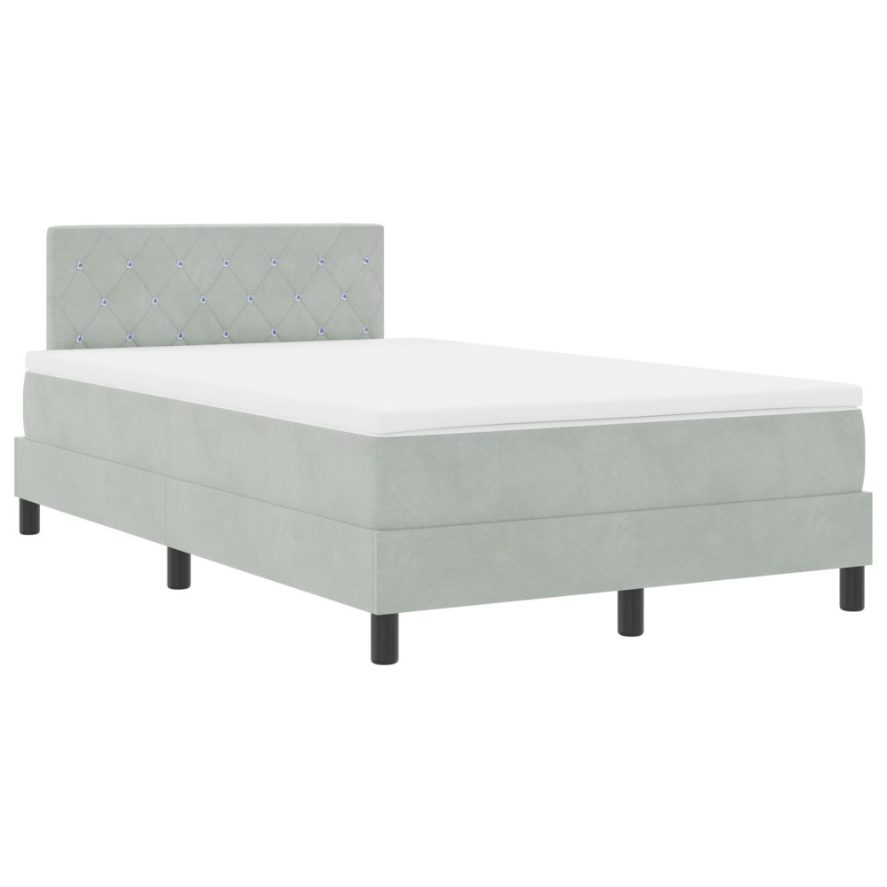 vidaXL Pat cu Arcuri și Saltea Gri deschis 120 x 200 cm țesătură