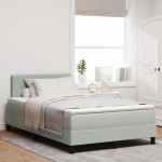 vidaXL Pat cu Arcuri și Saltea Gri deschis 120 x 200 cm țesătură vidaXL Pat cu Arcuri și Saltea Gri deschis 120 x 200 cm țesătură