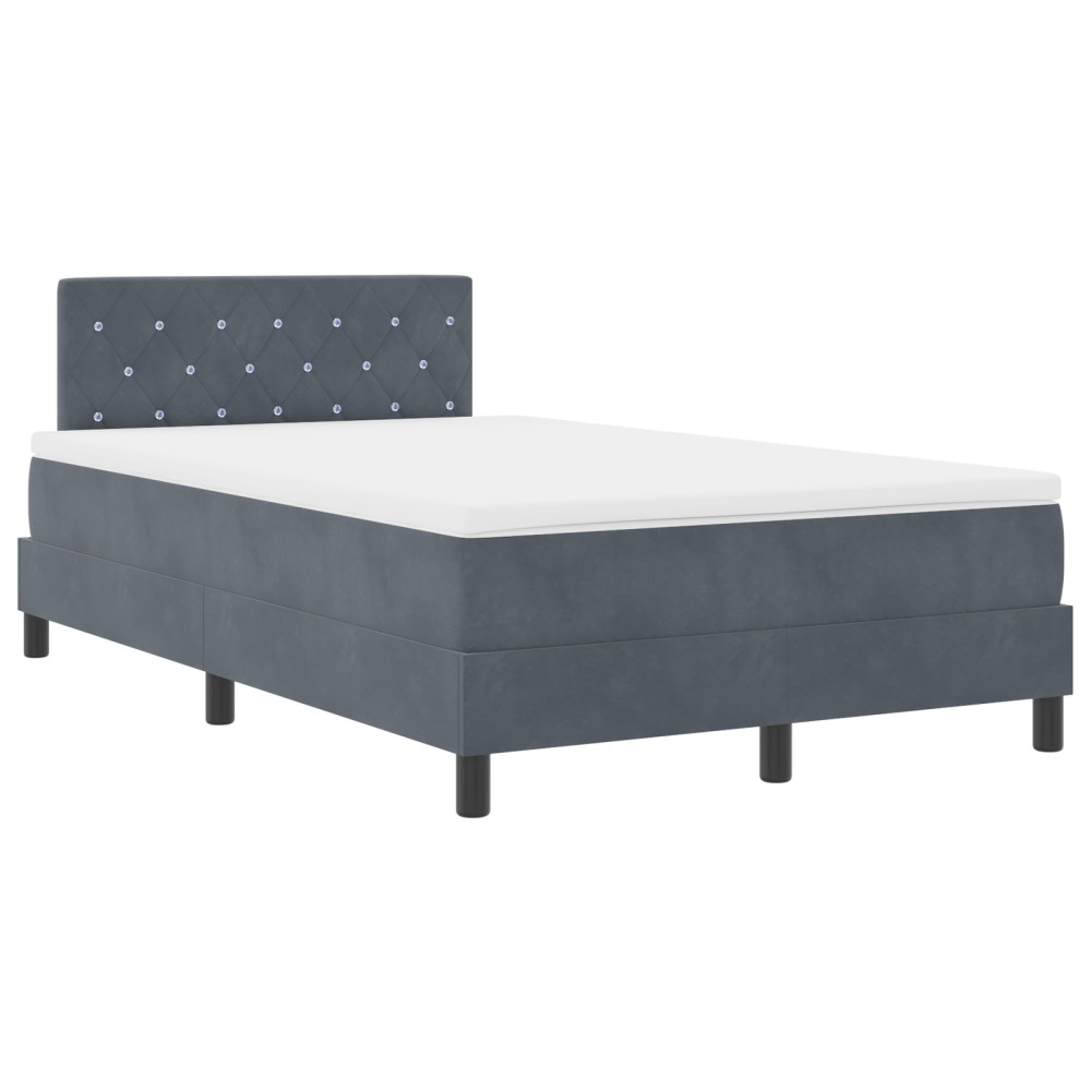 vidaXL Pat cu Arcuri și Saltea Gri închis 120 x 200 cm țesătură