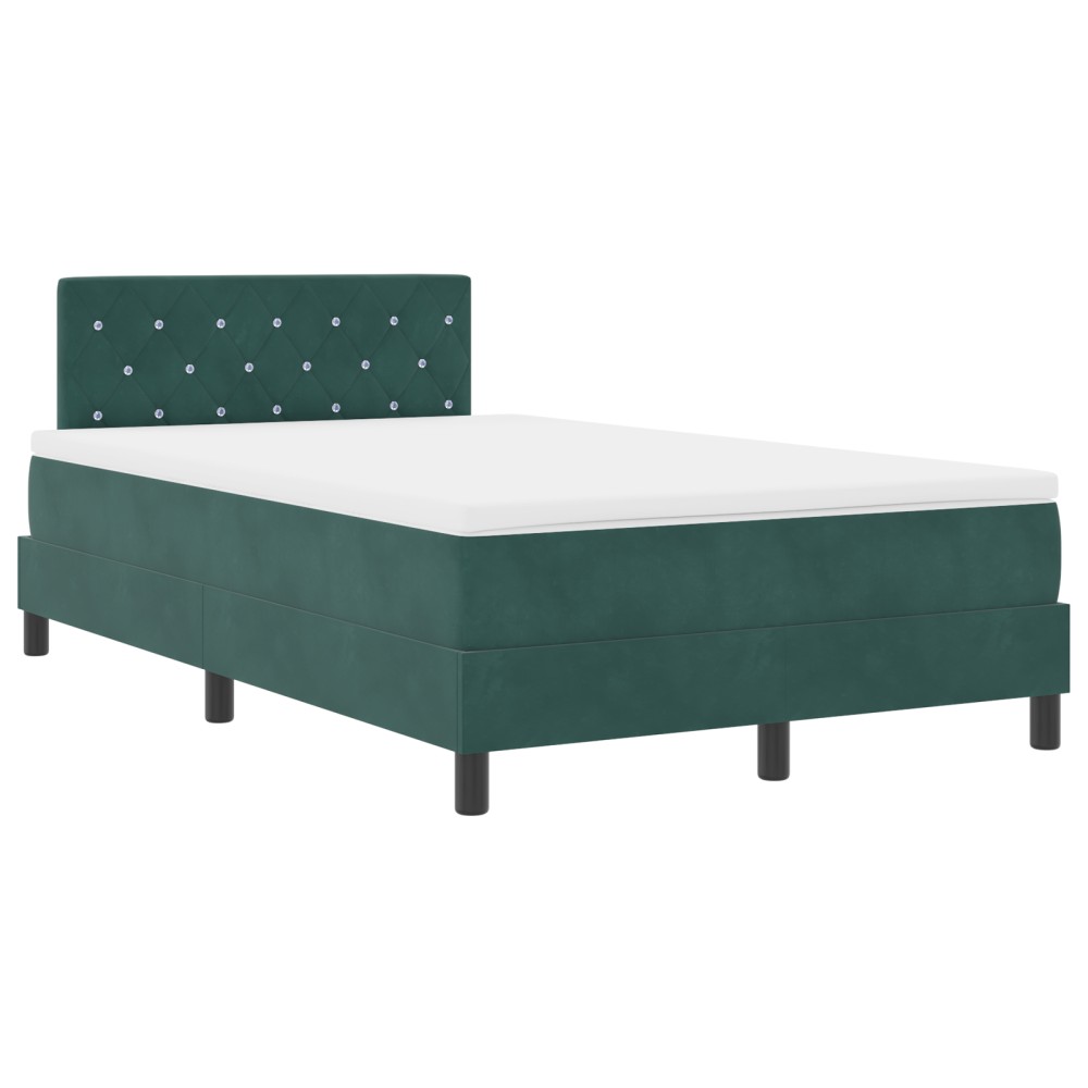 vidaXL Pat cu Arcuri și Saltea Verde închis 120 x 200 cm țesătură
