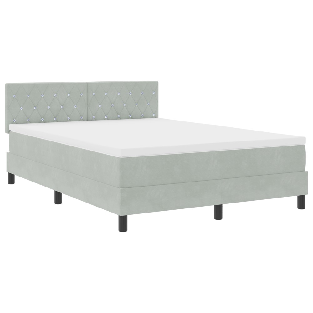 vidaXL Pat cu Arcuri și Saltea Gri deschis 140 x 190 cm țesătură