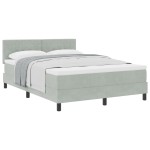 vidaXL Pat cu Arcuri și Saltea Gri deschis 140 x 200 cm țesătură vidaXL Pat cu Arcuri și Saltea Gri deschis 140 x 200 cm țesătură