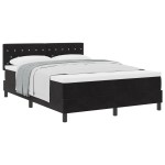 vidaXL Pat cu Arcuri și Saltea cu saltea Negru 140 x 200 cm țesătură vidaXL Pat cu Arcuri și Saltea cu saltea Negru 140 x 200 cm țesătură