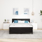 vidaXL Pat cu Arcuri și Saltea cu saltea Negru 140 x 200 cm țesătură vidaXL Pat cu Arcuri și Saltea cu saltea Negru 140 x 200 cm țesătură