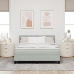 vidaXL Pat cu Arcuri și Saltea Gri deschis 160 x 200 cm țesătură vidaXL Pat cu Arcuri și Saltea Gri deschis 160 x 200 cm țesătură