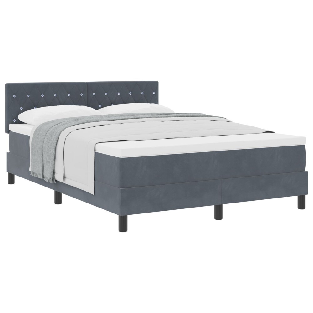 vidaXL Pat cu Arcuri și Saltea Gri închis 160 x 200 cm țesătură