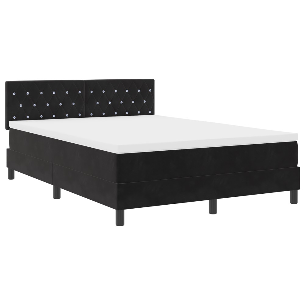 vidaXL Pat cu Arcuri și Saltea cu saltea Negru 160 x 200 cm țesătură