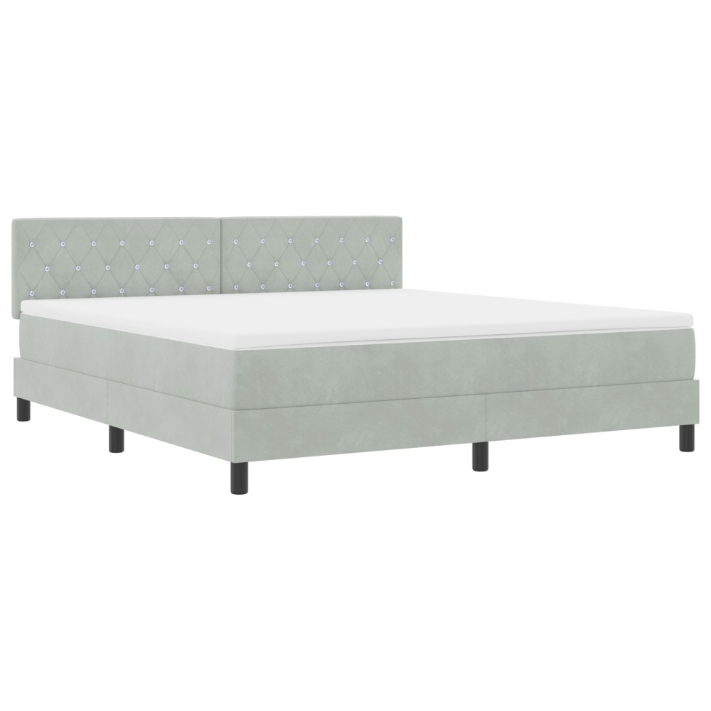 vidaXL Pat cu Arcuri și Saltea Gri deschis 180 x 200 cm țesătură